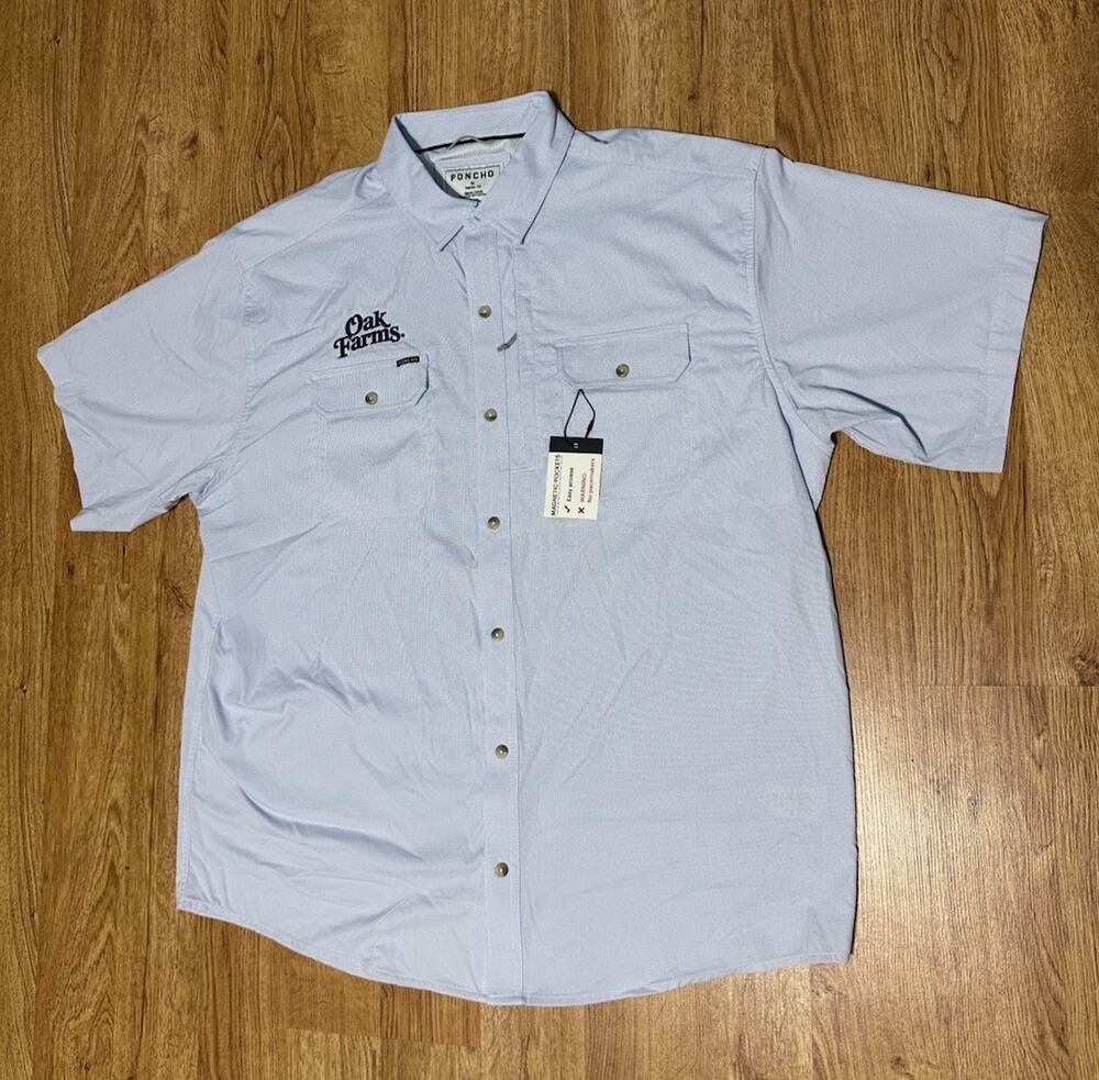 Poncho Outdoors ‘The Anchoa’ Original Short Sleeve Button Down Blue XL Oak Farms